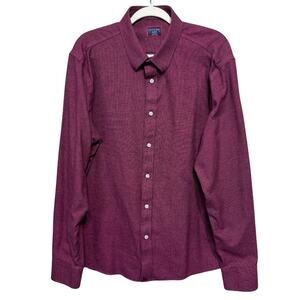 UNTUCKit Long Sleeve Button Up Shirt Men’s XL Burgundy Micro Check Flannel EUC